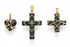 Material: Eisen / Silber / Gold / grüner Granat.