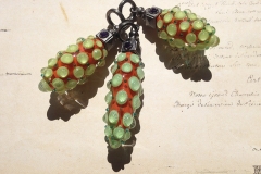 Zapfenanhänger: Glas/ Silber schwarz rutheniert/ Amethyst ca. 80mm